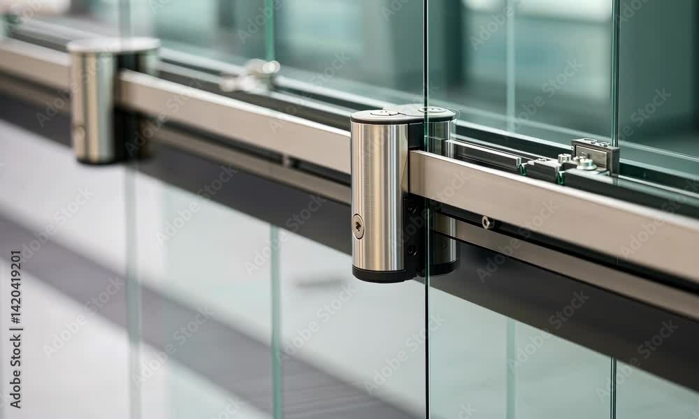 Modern glass railing with metal support for safety Modern glass railing with metal support for safety