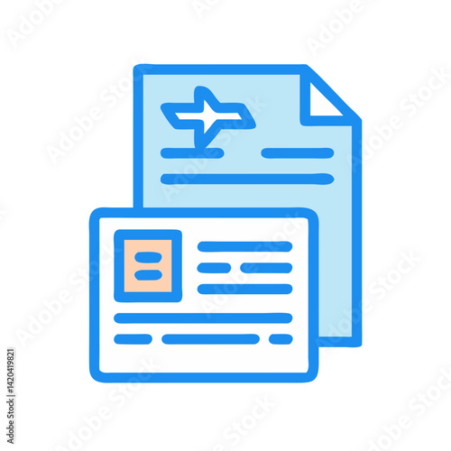 Travel Documents Illustration: Passport and Flight Ticket Design