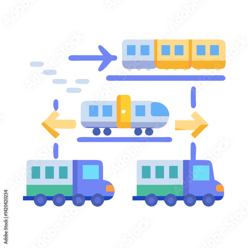 Intermodal freight transport diagram of train and truck