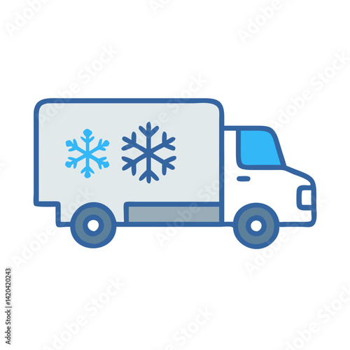 Refrigerated Truck Icon Vector Illustration on Black Background