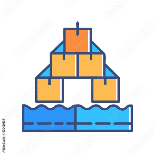 Coastal Flooding and Rising Sea Levels Icon Illustration