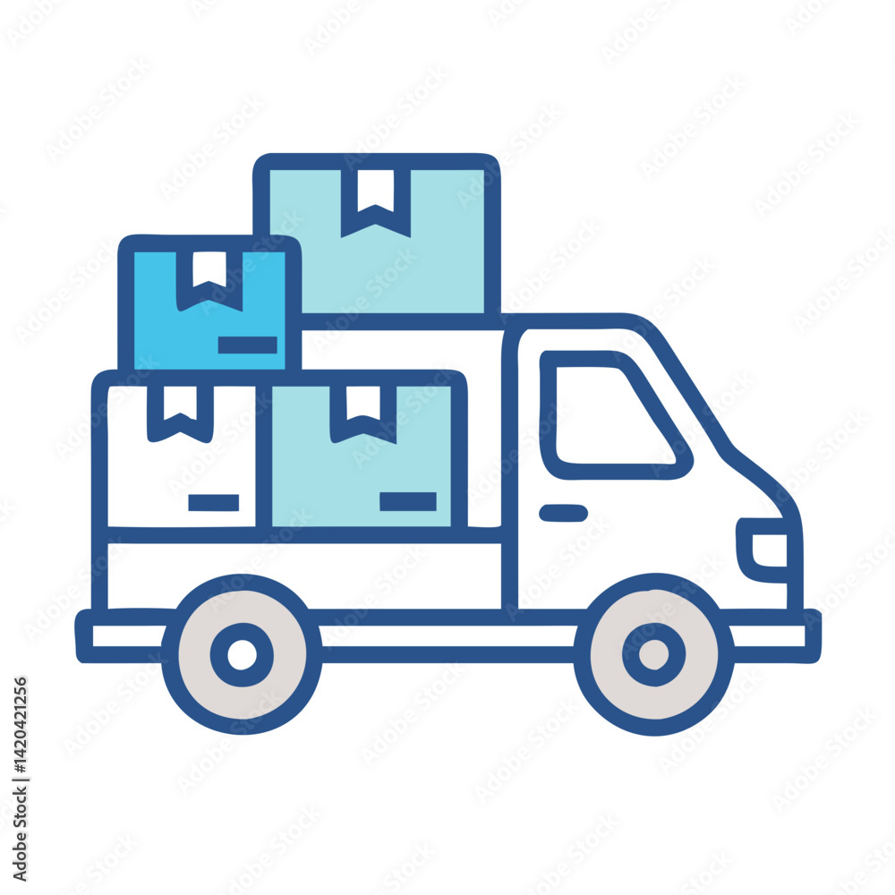 Delivery truck with boxes vector illustration on black Delivery truck with boxes vector illustration on black