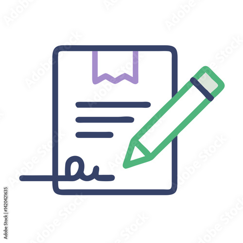Document signing icon with pencil and signature line