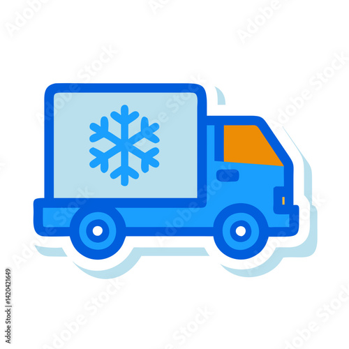 Refrigerated Delivery Truck Illustration, Cold Chain Logistics Symbol