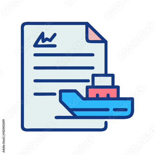 Shipping agreement icon; international trade, export, import contract