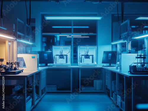 Wallpaper Mural An R&D workspace with scientists using 3D printer Torontodigital.ca