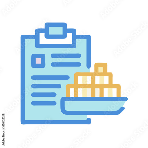 Shipping manifest with cargo ship icon illustration concept
