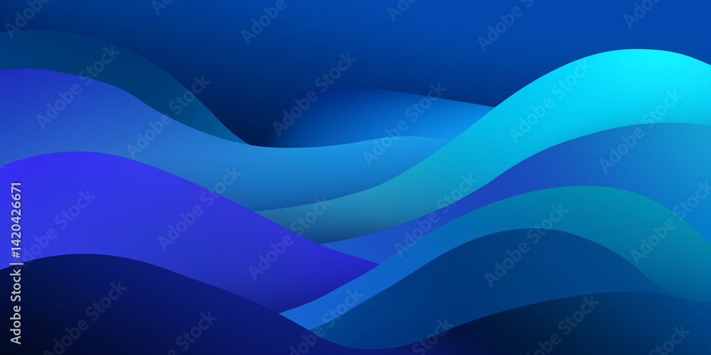 Fototapeta premium Abstract blue waves in varying shades