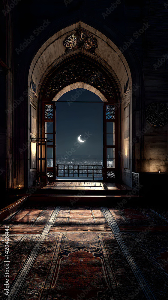 Crescent Moon Night at Mosque Crescent Moon Night at Mosque