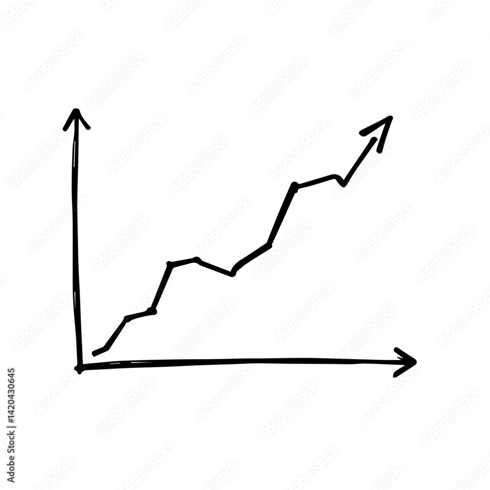 Growth chart showing upward trend on white background Growth chart showing upward trend on white background