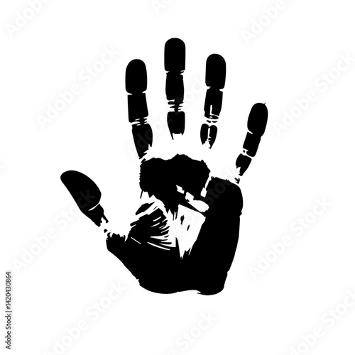 Handprint Symbolizing Human Connection in Black and White  