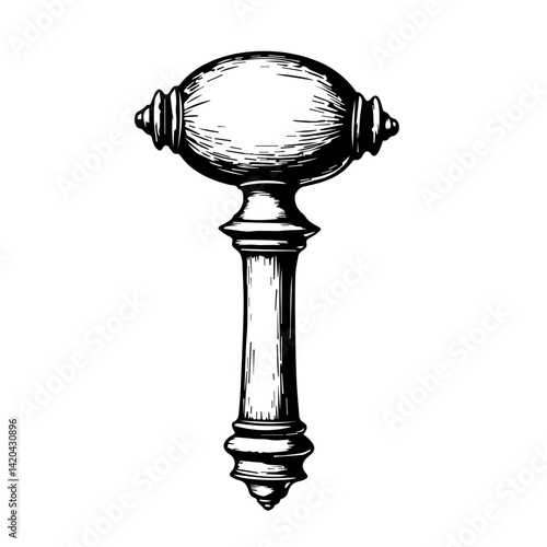 Vintage gavel illustration in black and white  