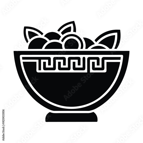 greek salad stencil icon silhouette vector illustration