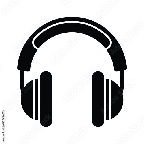 headphones stencil icon silhouette vector illustration