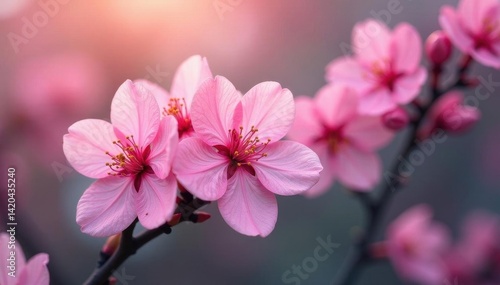 Wallpaper Mural Soft pink blossoms, lush petals, vibrant background, botanical, blossom, pastel Torontodigital.ca