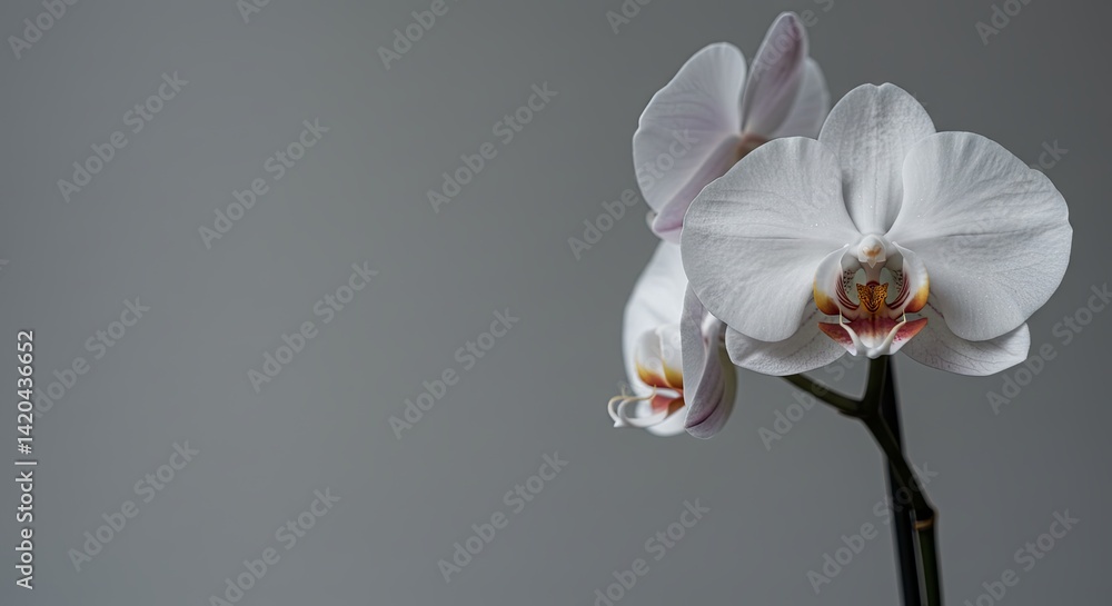 Fototapeta premium Elegant white orchid flower showcasing delicate petals and intricate details