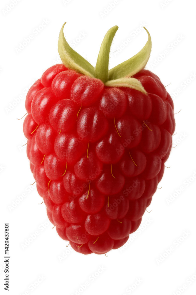 Fresh Red Raspberry Displaying Vibrant Color and Unique Texture Against a Plain Background Fresh Red Raspberry Displaying Vibrant Color and Unique Texture Against a Plain Background