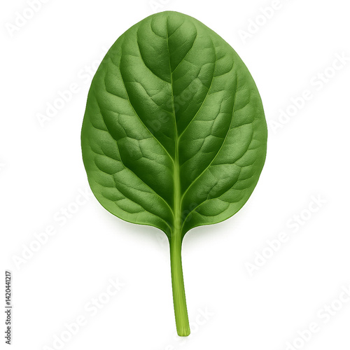 Fresh Spinach Leaf Showcasing Vibrant Green Color and Detailed Texture