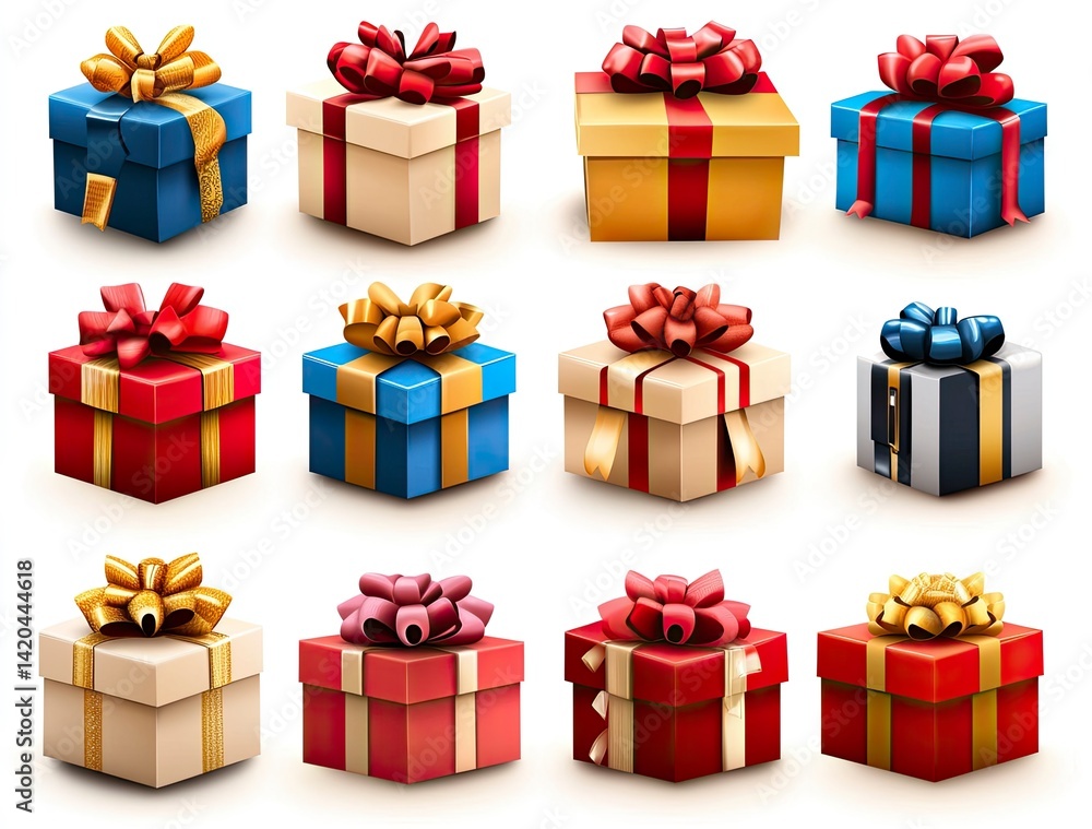 Twelve Festive Gift Boxes: A Vibrant Collection of Wrapped Presents Twelve Festive Gift Boxes: A Vibrant Collection of Wrapped Presents