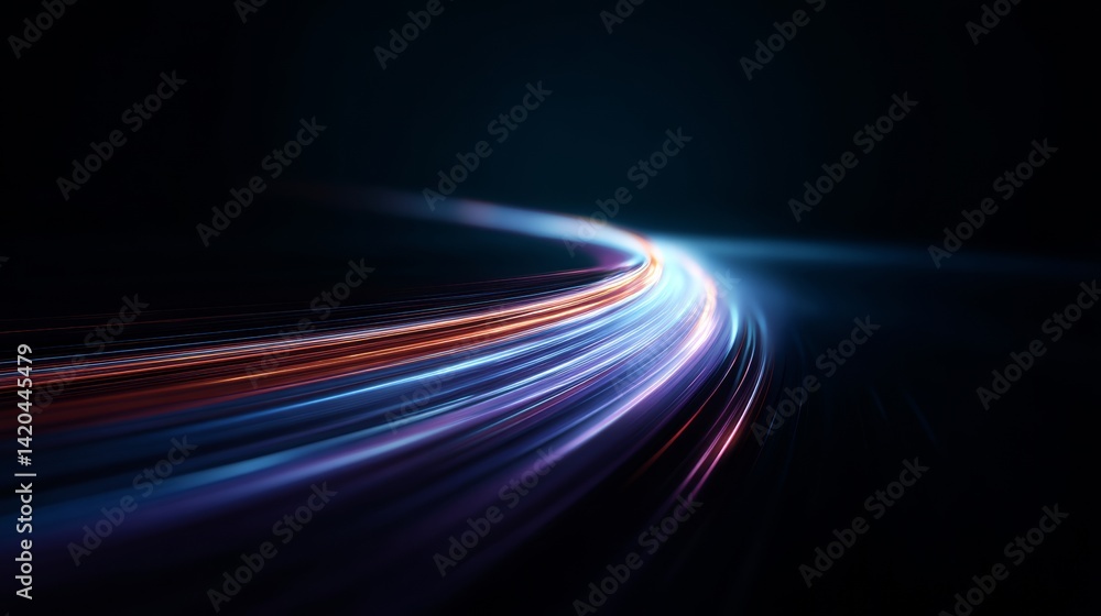 light streak, fiber optic, speed line, futuristic background for 5g or 6g technology wireless data transmission, high-speed internet in abstract