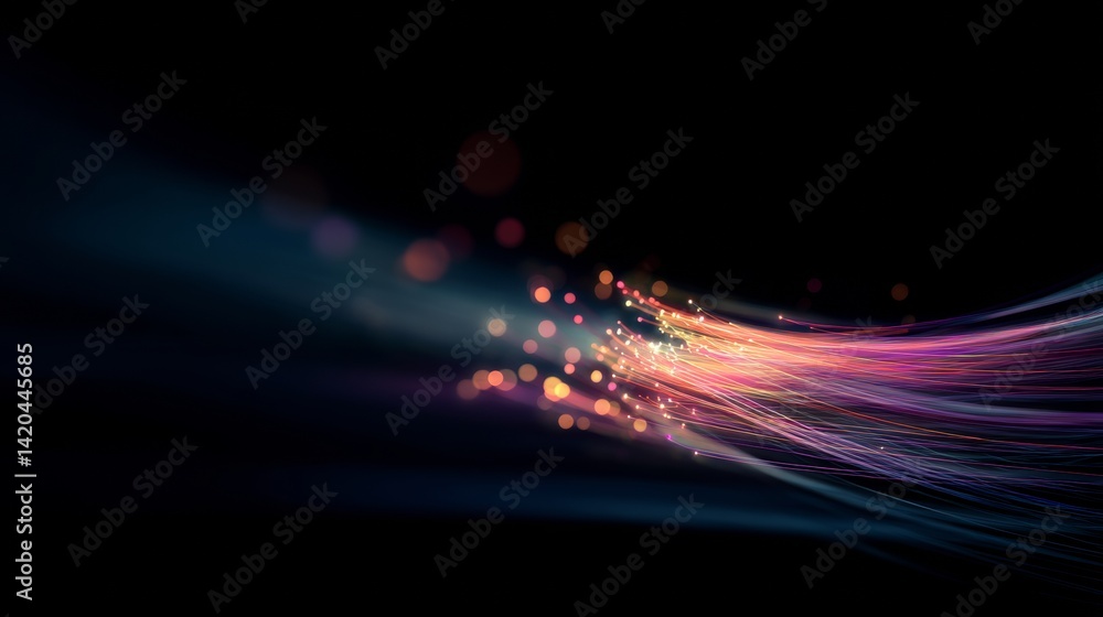 light streak, fiber optic, speed line, futuristic background for 5g or 6g technology wireless data transmission, high-speed internet in abstract