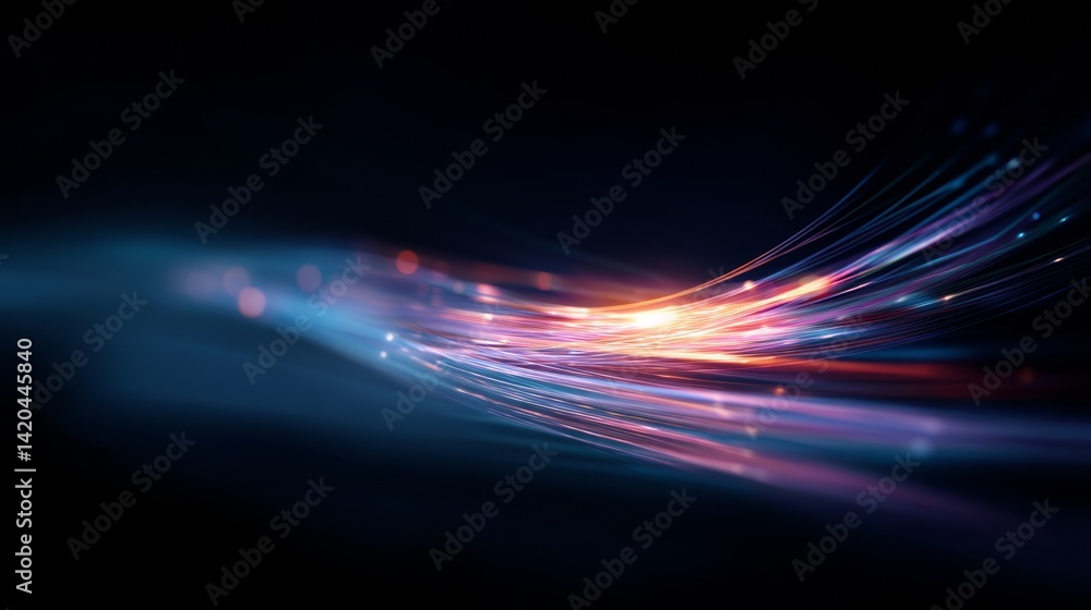 light streak, fiber optic, speed line, futuristic background for 5g or 6g technology wireless data transmission, high-speed internet in abstract