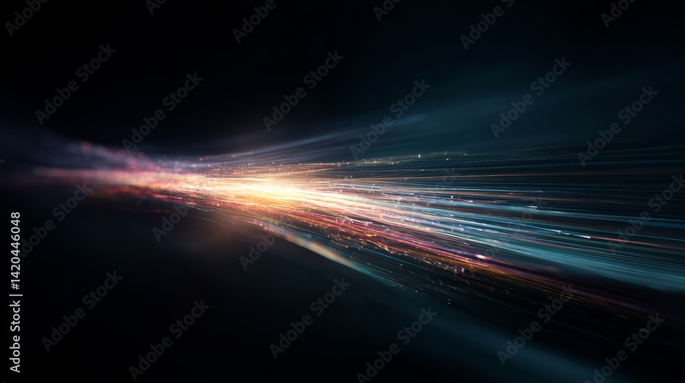light streak, fiber optic, speed line, futuristic background for 5g or 6g technology wireless data transmission, high-speed internet in abstract
