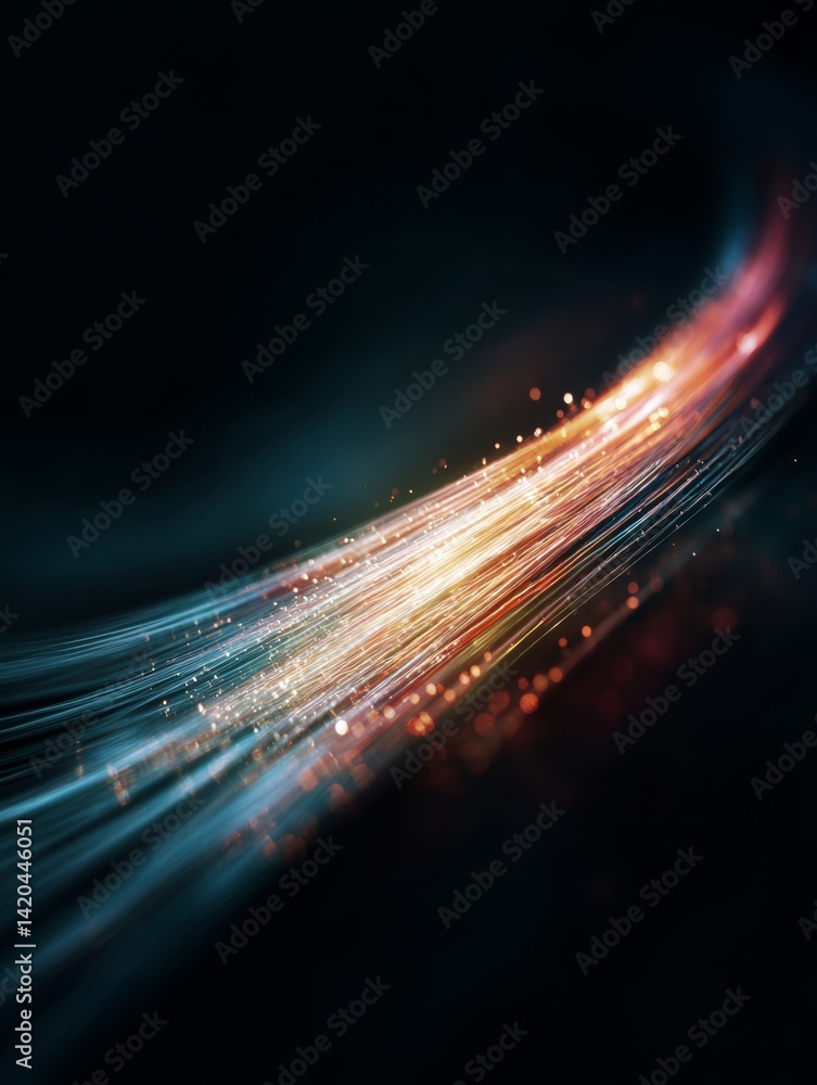 light streak, fiber optic, speed line, futuristic background for 5g or 6g technology wireless data transmission, high-speed internet in abstract