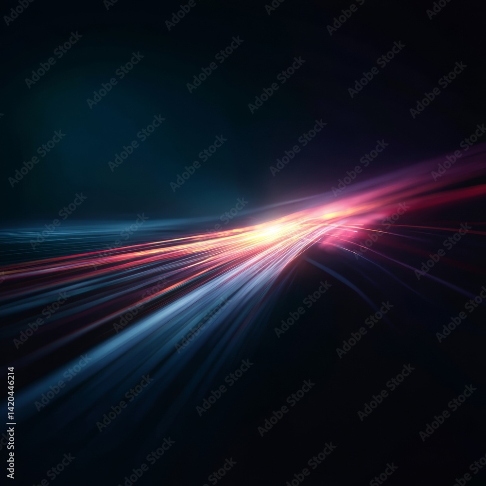 light streak, fiber optic, speed line, futuristic background for 5g or 6g technology wireless data transmission, high-speed internet in abstract