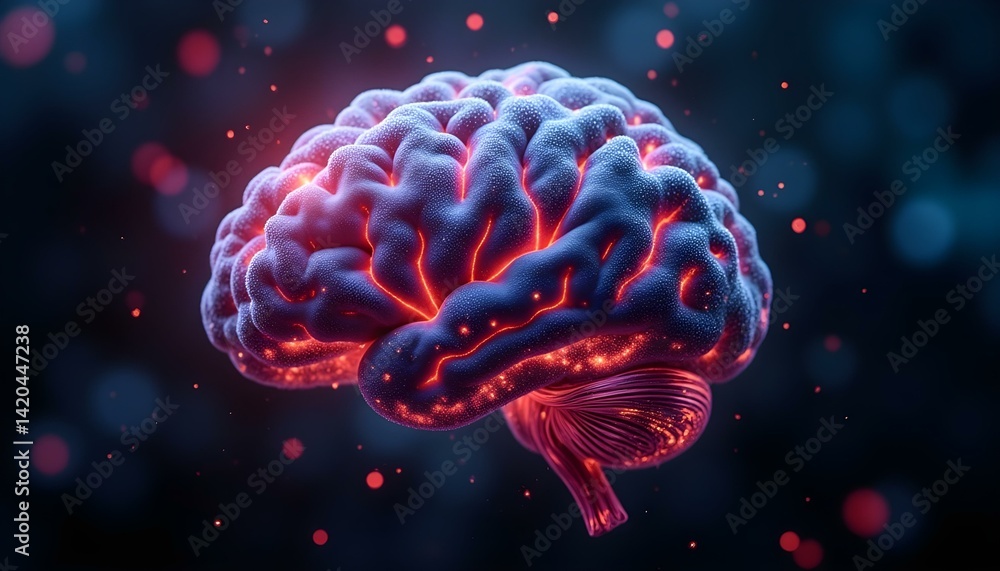 Glowing Human Brain Illustration With Neural Activity Conceptual Background
Glowing Human Brain Illustration With Neural Activity Conceptual Background