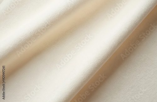 Obraz na płótnie Close-up natural ivory twill fabric texture. Beige linen cloth background for apparel design, drapery, product mockup. Soft, smooth, woven, textile fiber, delicate studio light, gentle indoor w salonie