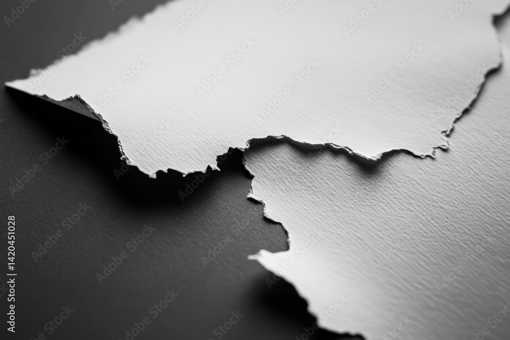 Torn white paper on dark surface Torn white paper on dark surface