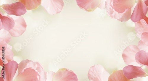 Delicate frame of pastel pink flower petals creating a soft border design