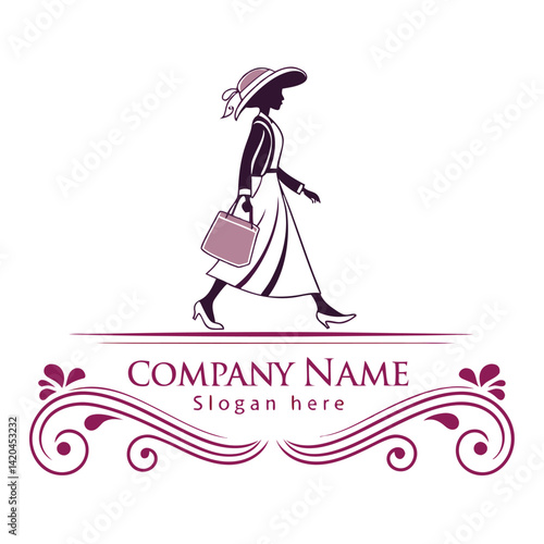 Elegant woman walking with handbag