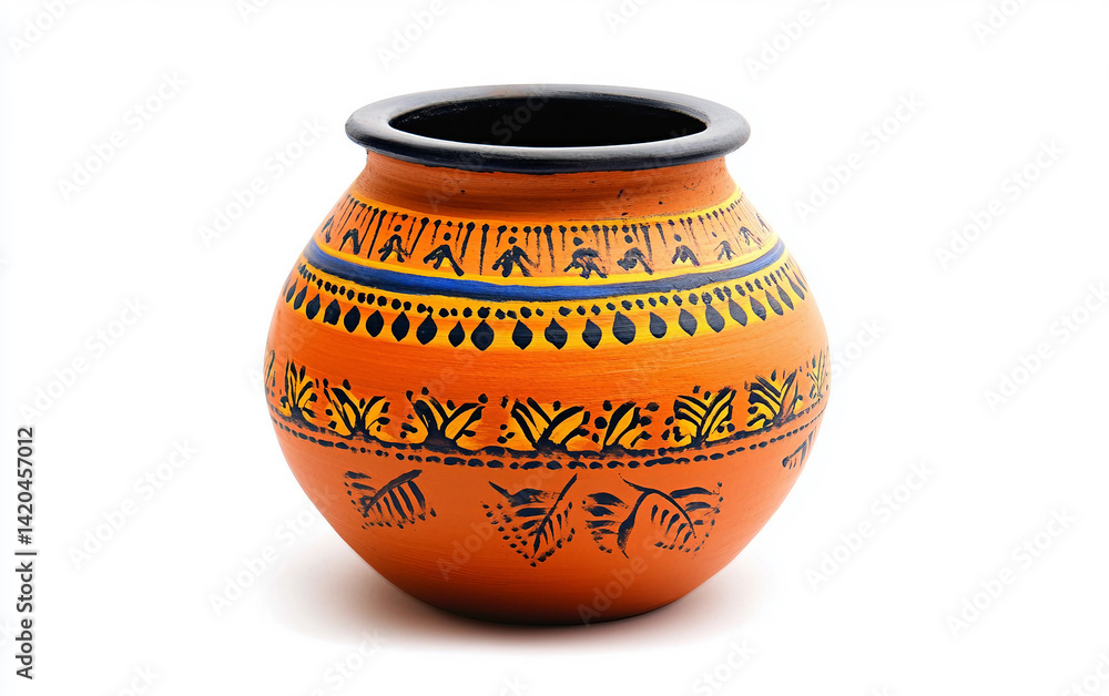 Hand-Painted Clay Pot in Gujarati Style Hand-Painted Clay Pot in Gujarati Style