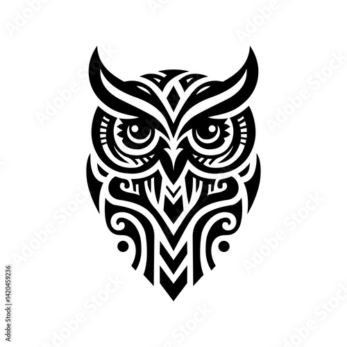graphic vector illustration of tribal art design owl tattoo
