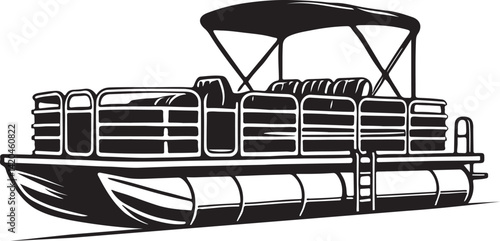 One Color Pontoon Boat Vector – Modern Pontoon Boat Silhouette Design