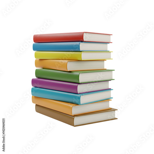 A vibrant stack of differently colored books, representing a variety of genres and subjects.