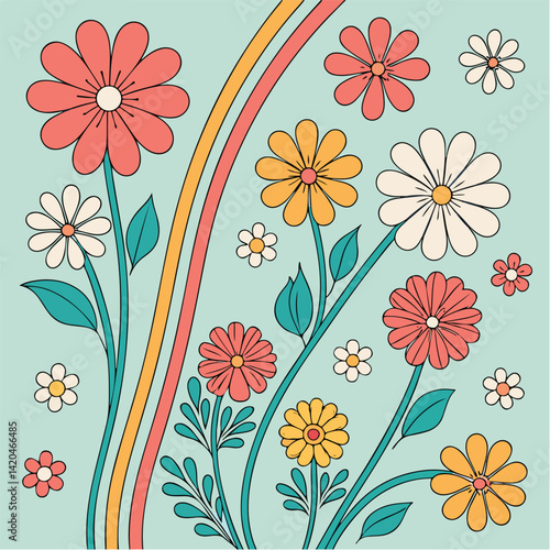 Colorful Floral SVG – Cute Hand Drawn Flower Clipart for Stickers, T-Shirts, Cards & Spring Decor