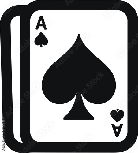 Ace of Spades Playing Card Icon Isolated on White Background
