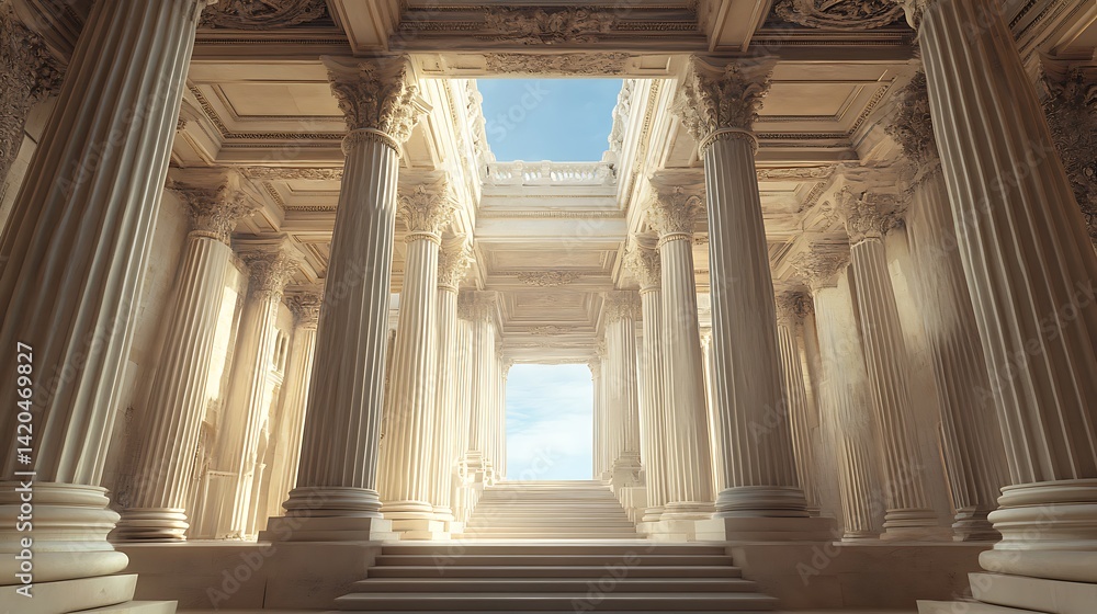 Obraz premium Rich design with iconic triangular pediment and windows high resolution picture