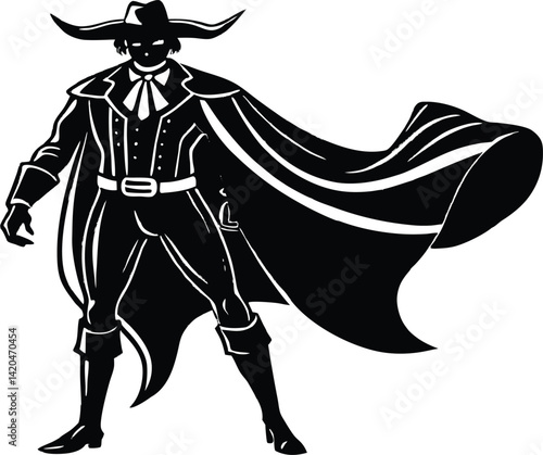 Silhouette of Matador with cape