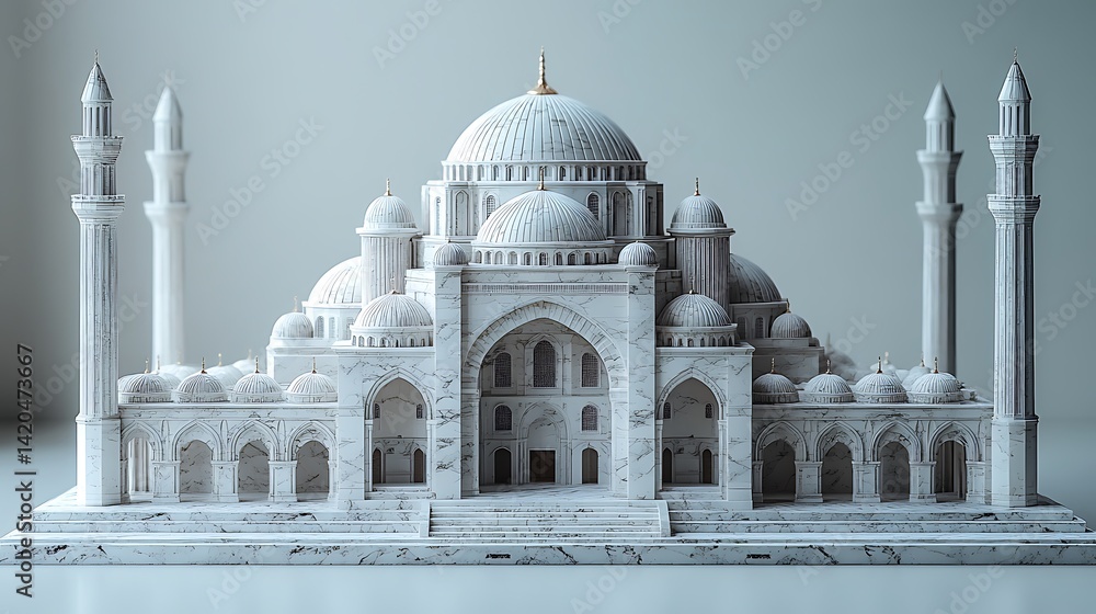 Fototapeta premium Majestic white mosque model high resolution image
