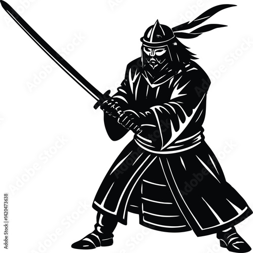 Silhouette of Samurai with katana