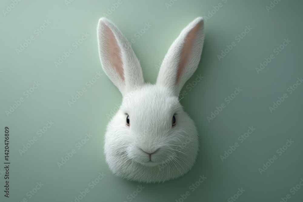 White rabbit head, a stylized portrait. White rabbit head, a stylized portrait.