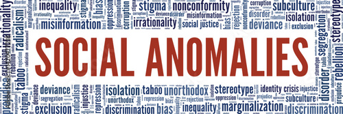 Social Anomalies word cloud conceptual design isolated on white background.