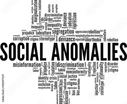 Social Anomalies word cloud conceptual design isolated on white background.