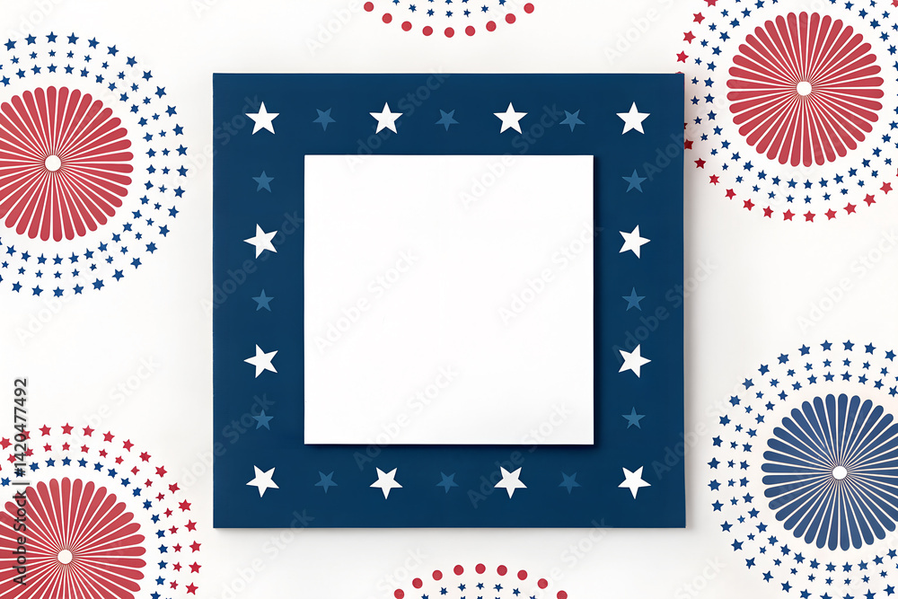 Obraz premium Patriotic Fourth of July Mockup with Blank Frame