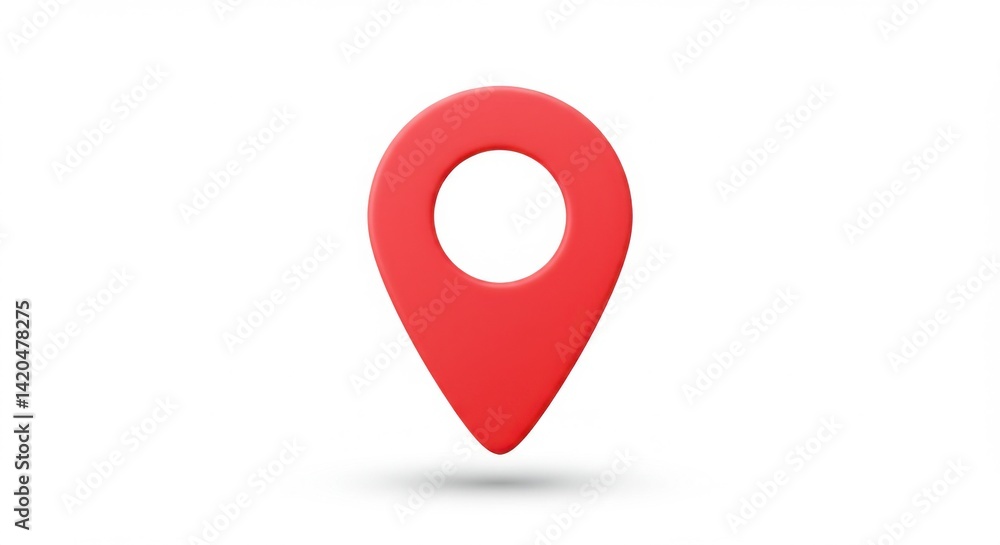 Minimal flat location pin icon in red, isolated on white background, modern vector style Minimal flat location pin icon in red, isolated on white background, modern vector style