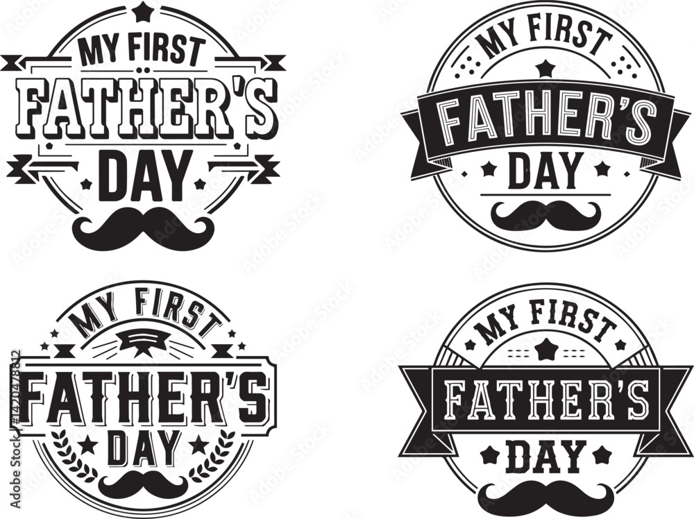 Obraz premium My First Father's Day t-shirt bundle design vector illustration